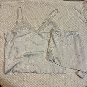 Victoria's Secret White Lace Trim Pajama Set